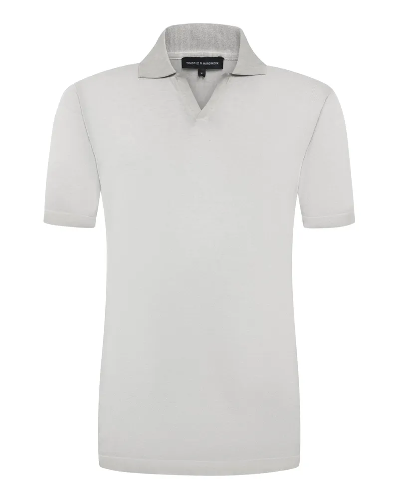 Trusted Handwork Poloshirt aus Pima-Baumwolle mit Variokragen in Beige