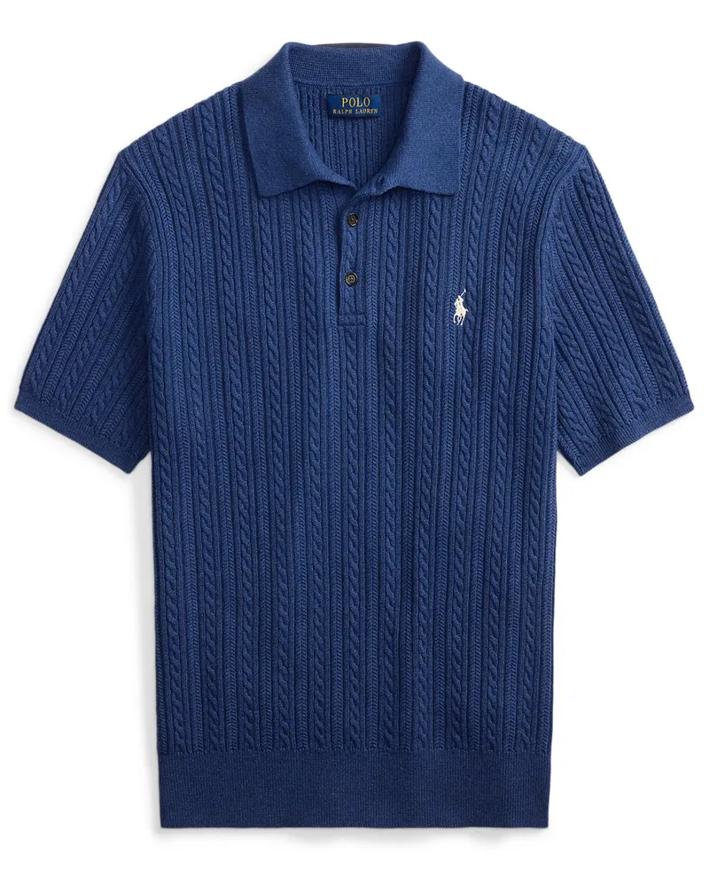 Ralph Lauren Strick-Poloshirt in Zopfstrickmuster in Marine