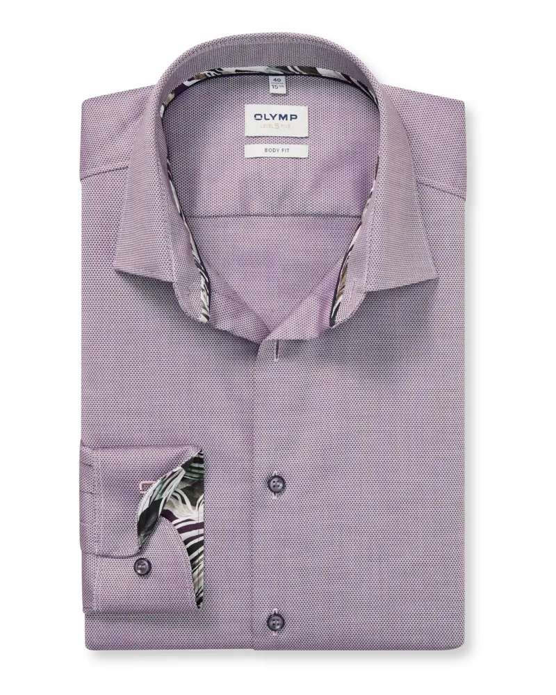 Olymp Level Five, Body Fit, Extralanges Hemd mit Stretch in Lila
