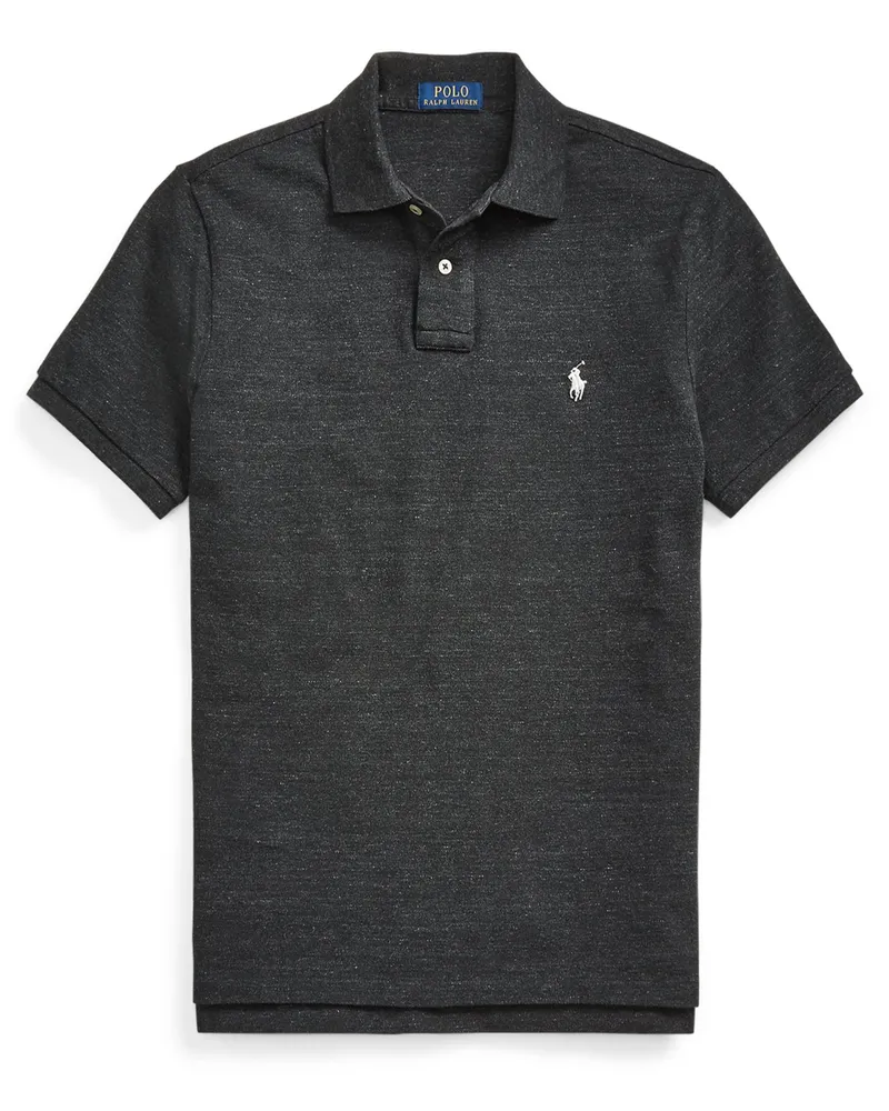 Ralph Lauren Piqué-Poloshirt mit Logo-Stickerei, Custom Slim Fit in Anthrazit