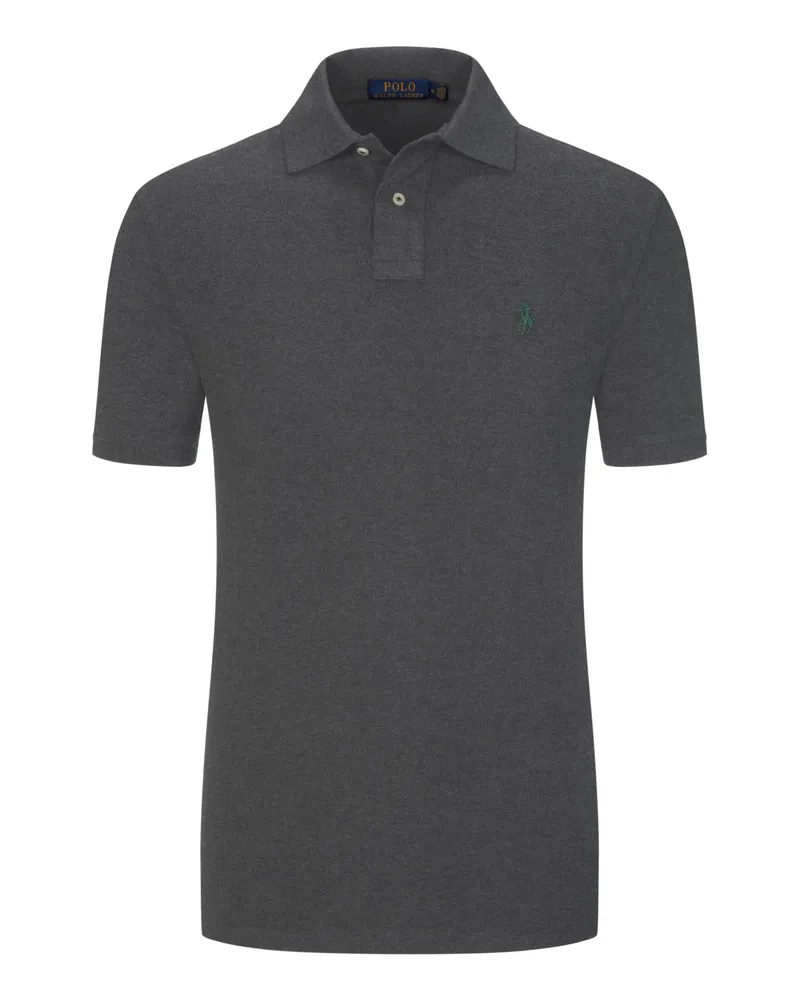 Ralph Lauren Piqué-Poloshirt mit Pony-Stickerei, Custom Slim Fit in Anthrazit