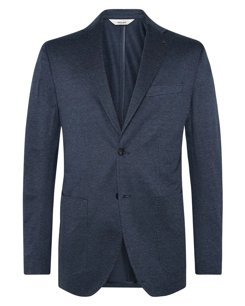 PAOLONI Leichtes Sakko aus Baumwolle mit Pepitamuster und Reverskragen in Blau