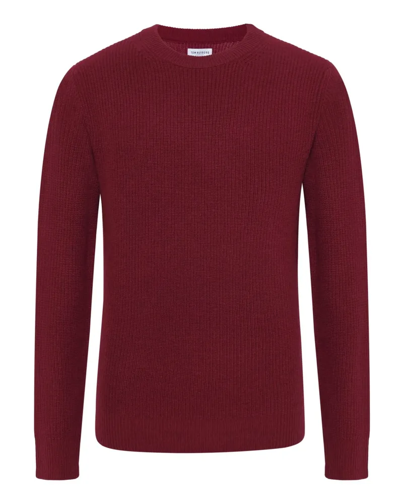 Tom Rusborg Softer Rundhalspullover aus einem Merinowolle-Kaschmir-Mix in Rot