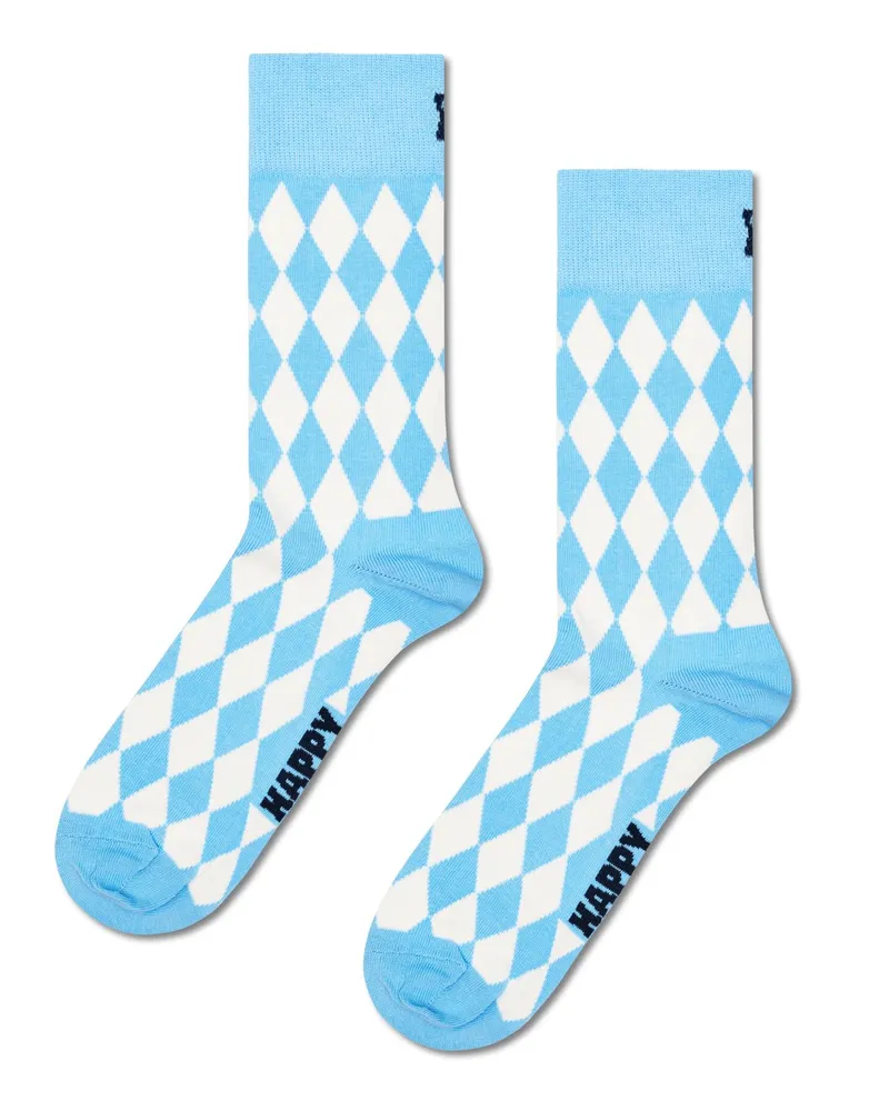 Happy Socks Socken mit Stretch und Rautenmuster in Hellblau