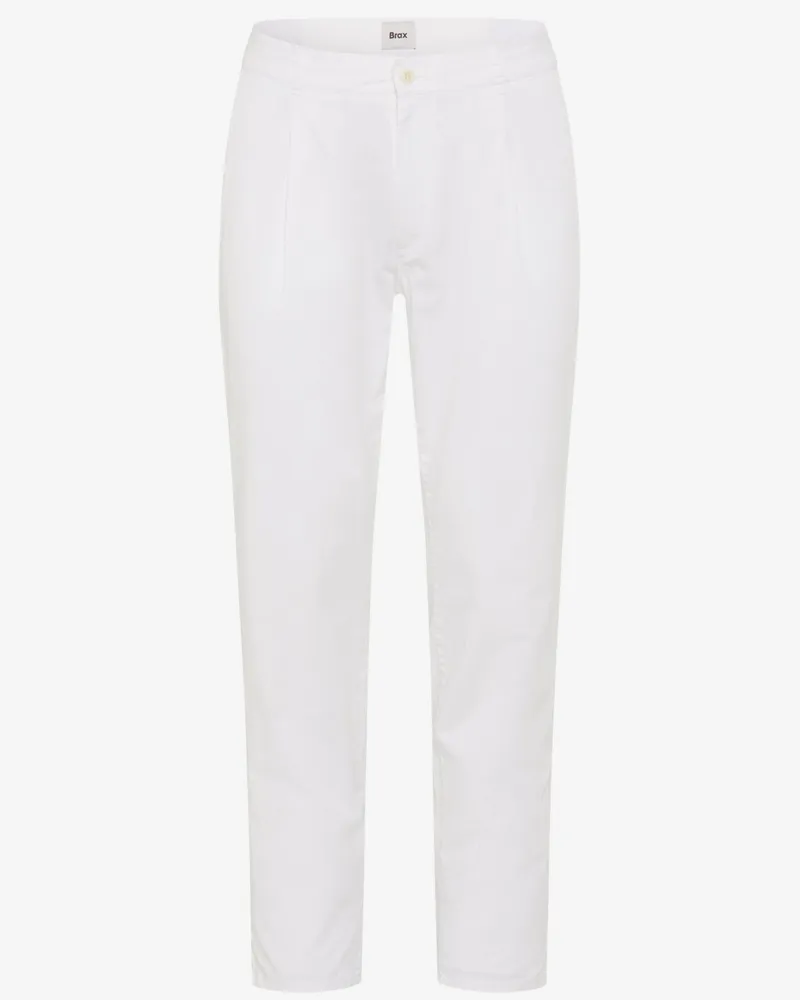 Brax Chino TIno mit Stretch und Bundfalte, Relaxed Tapered Fit in Weiß