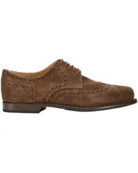 Ludwig Reiter Derby-Schuhe in Budapester-Form aus Veloursleder Cognac