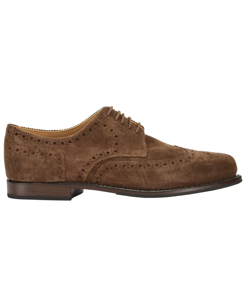 Ludwig Reiter Derby-Schuhe in Budapester-Form aus Veloursleder Cognac