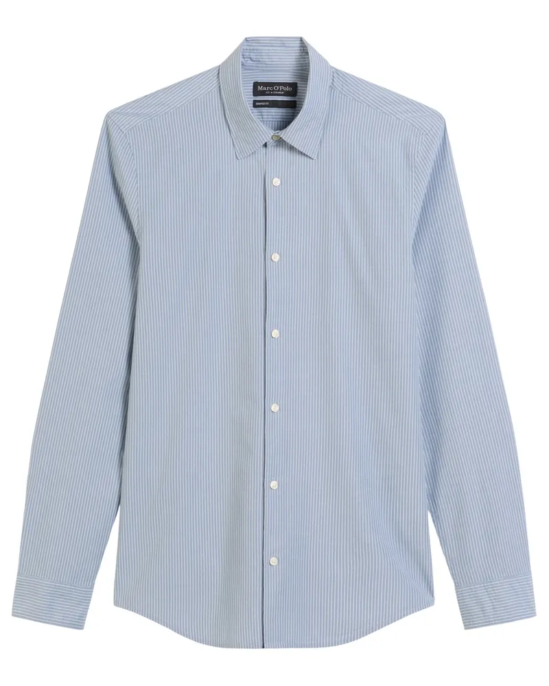 Marc O'Polo Hemd aus Baumwolle mit Streifenmuster, Shaped Fit in Hellblau