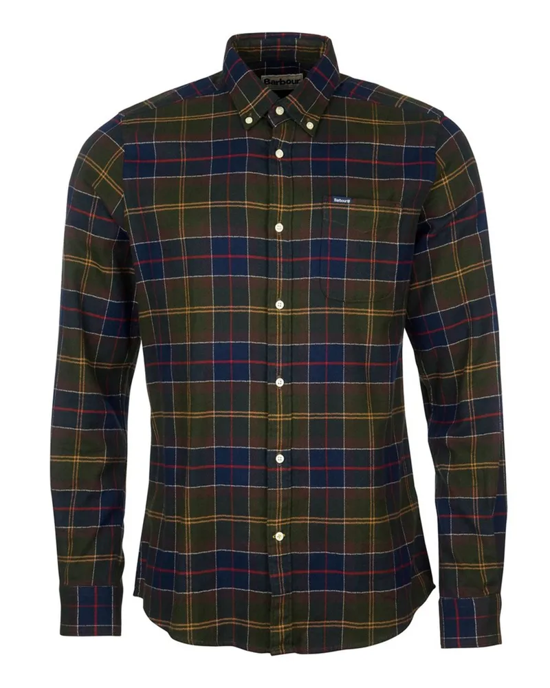 Barbour Softes Flanellhemd mit Tartan-Muster, Tailored Fit in Grün