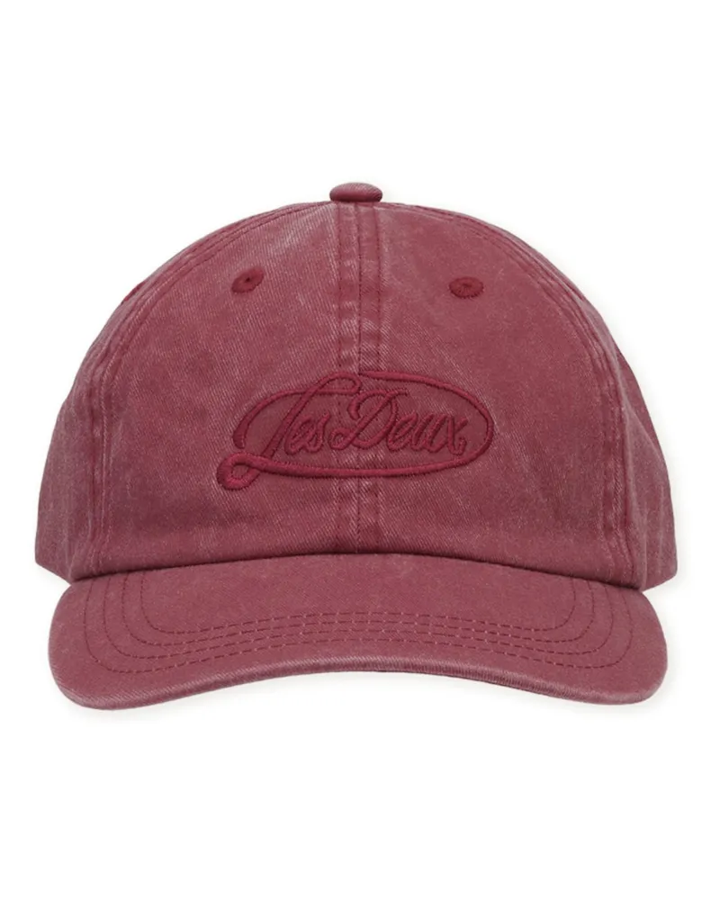 LES DEUX Cap aus Baumwolle in Washed-Optik mit Label-Schriftzug in Bordeaux