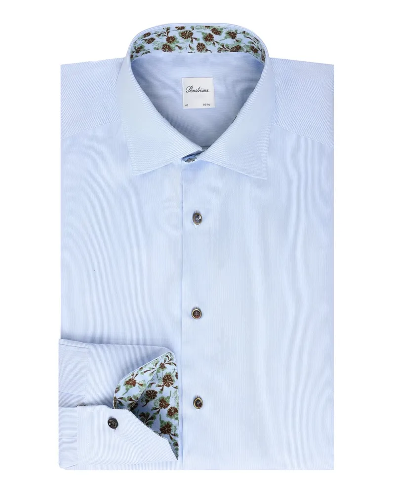 Stenströms Hemd aus Twofold Super Cotton mit Streifen, Regular Fit in Blau