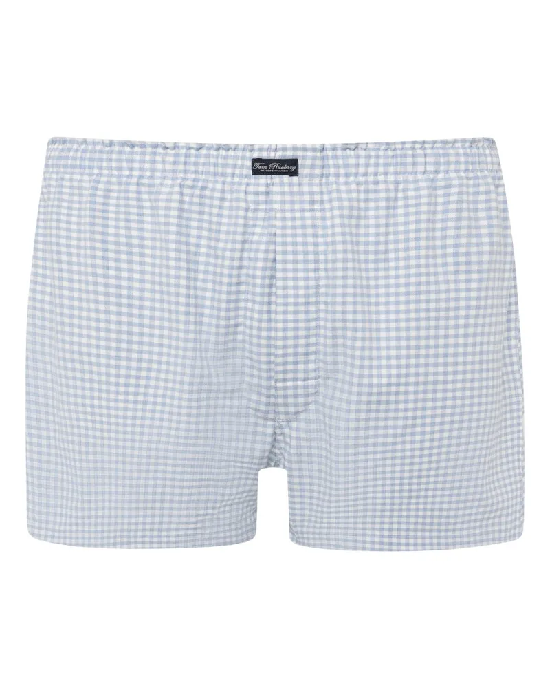 Tom Rusborg Boxershorts aus Baumwolle mit Kleinkaromuster in Hellblau