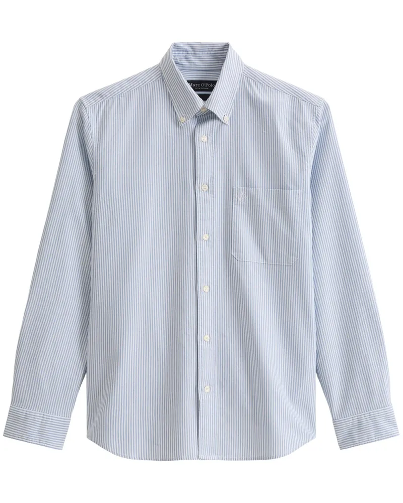 Marc O'Polo Gestreiftes Oxfordhemd aus Bio-Baumwolle, Regular Fit in Hellblau