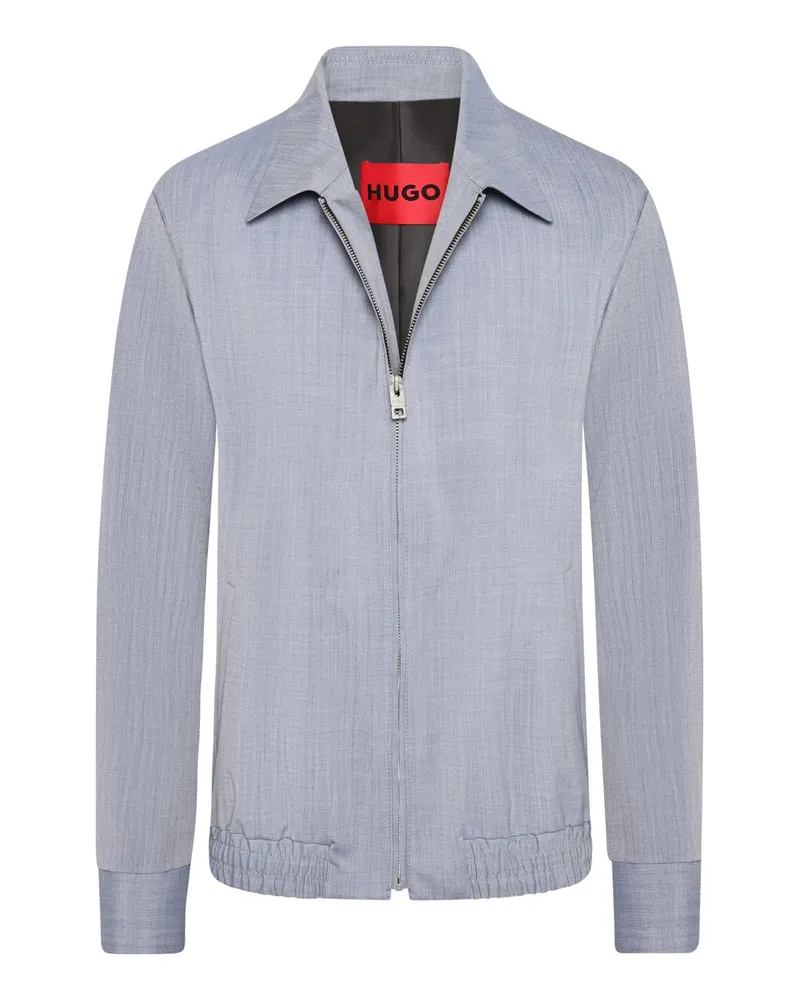 HUGO BOSS Blouson aus einem Schurwollmix mit Zip und Umlegekragen in Grau