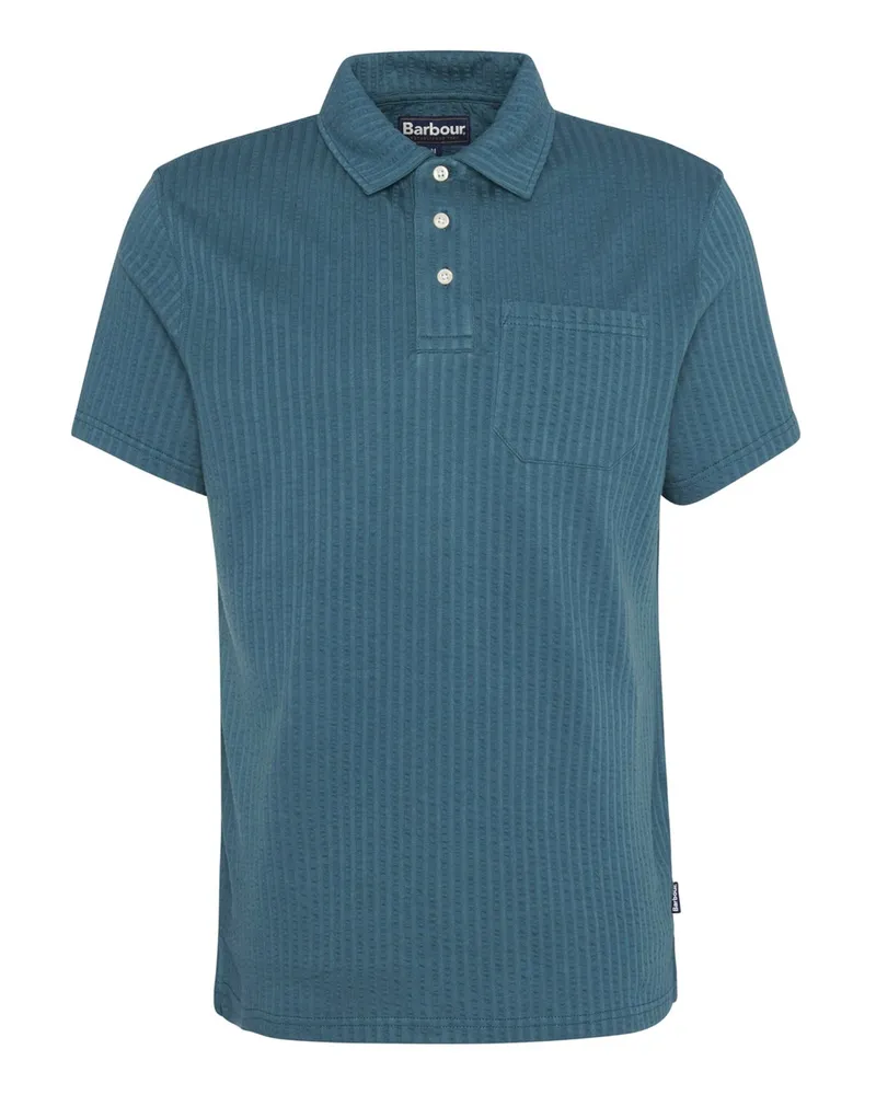 Barbour Jersey-Poloshirt in Seersucker-Qualität mit Brusttasche in Marine