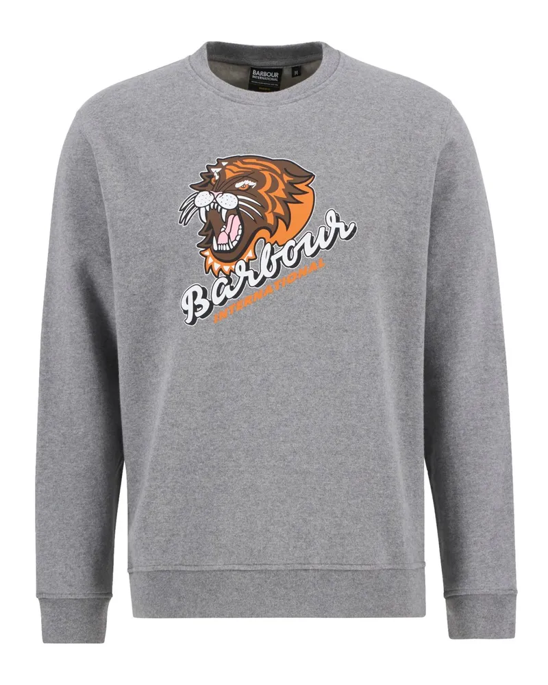 Barbour Sweatshirt aus Baumwolle mit Frontprint in Hellgrau