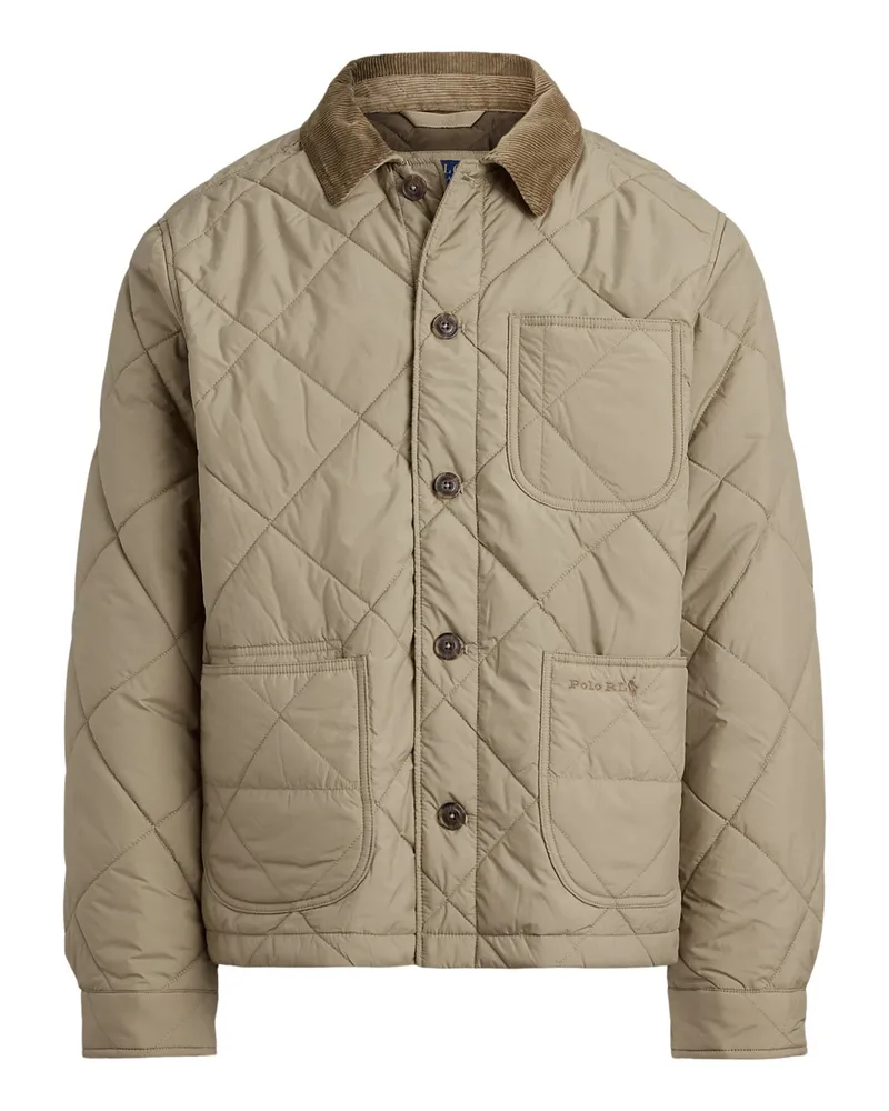 Ralph Lauren Steppjacke mit Cordkragen und recycelter Wattierung in Khaki