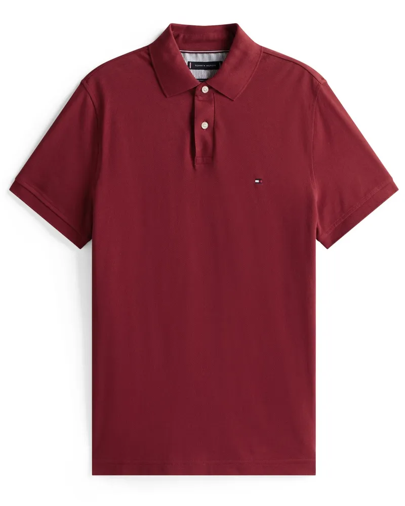 Tommy Hilfiger Piqué-Poloshirt 1985 Regular Fit mit Stretch und Flag-Stickerei in Bordeaux
