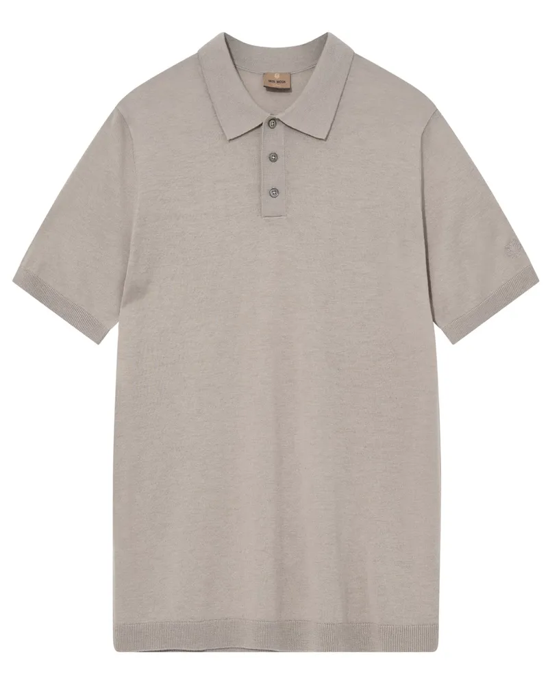 Mos Mosh Strick-Poloshirt aus Wolle und Seide mit Perlmuttknöpfen, Regular Fit in Beige