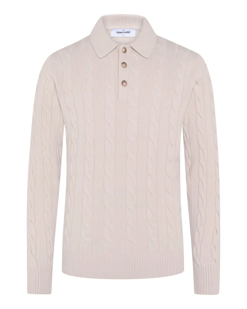 Gran Sasso Softer Pullover mit Polokragen und Kaschmir-Anteil in Offwhite