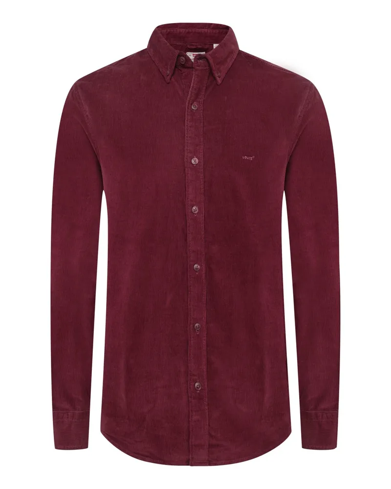 Levi's Legeres Cordhemd mit kleiner Logo-Stickerei, Relaxed Fit in Bordeaux