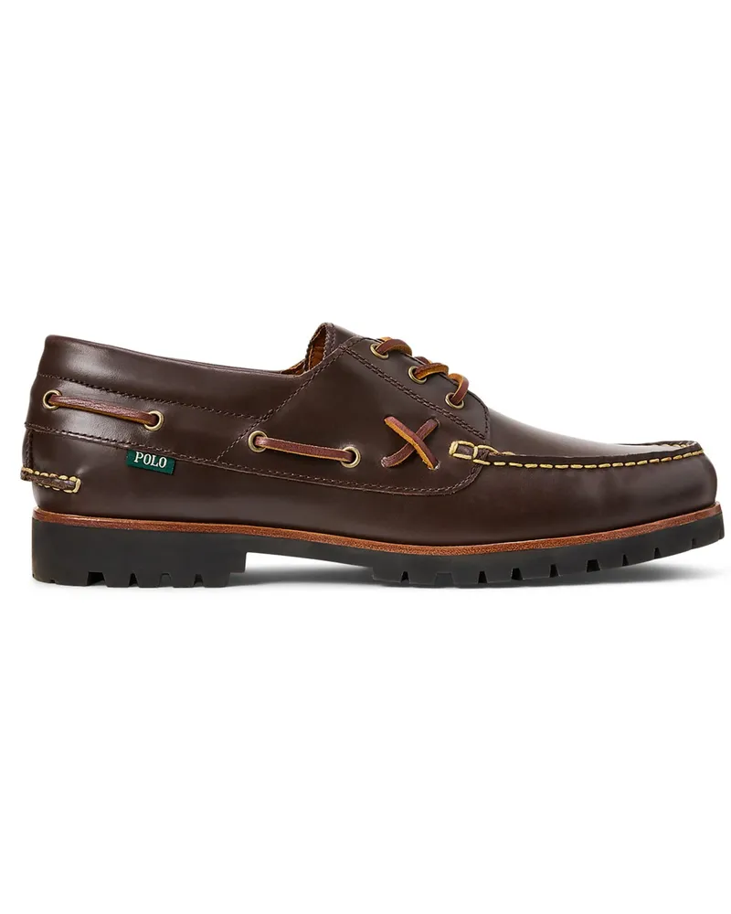 Ralph Lauren Bootsschuhe aus Glattleder mit Profilssohle in Braun