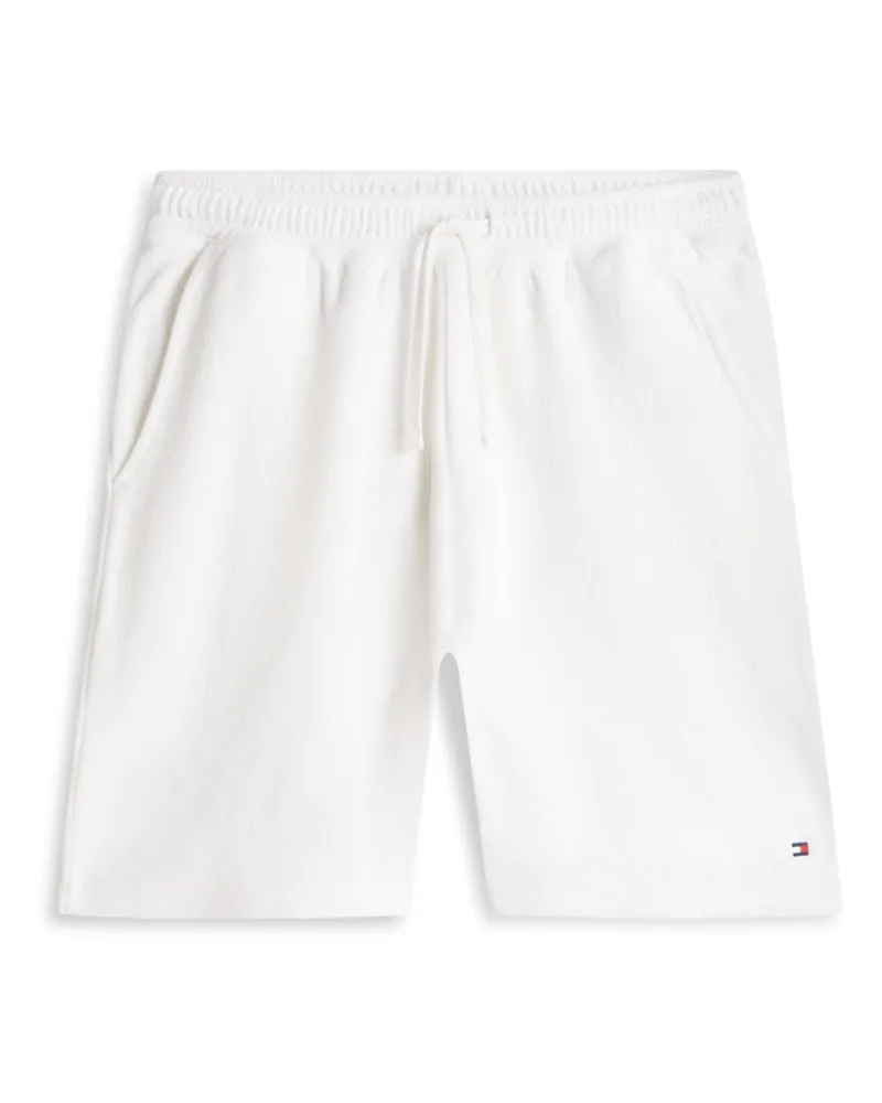 Tommy Hilfiger Frottee-Shorts aus Baumwolle mit Logo-Stickerei in Offwhite