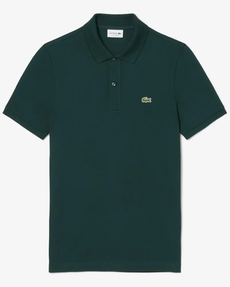 Lacoste Piqué-Poloshirt mit kleiner Krokodil-Stickerei, Slim Fit in Dunkelgrün