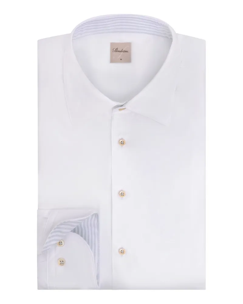 Stenströms Hemd aus Twofold Super Cotton mit Ausputz, Regular Fit in Weiß