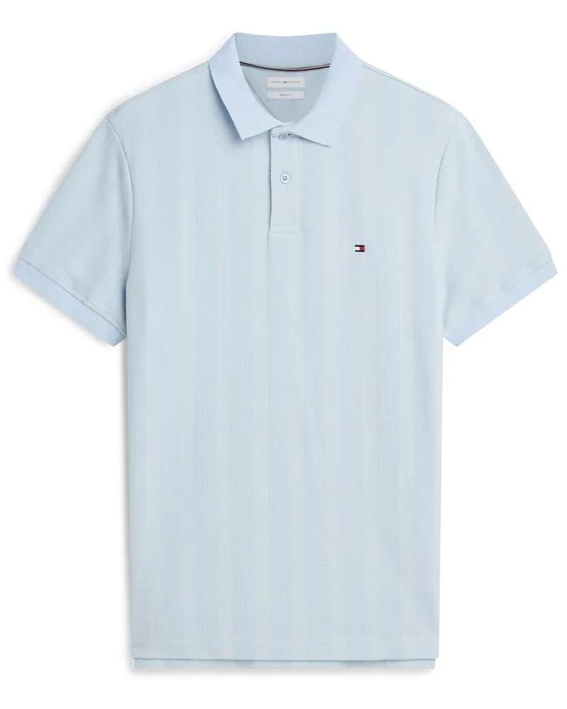 Tommy Hilfiger Strick-Poloshirt aus einem Baumwoll-Mix mit Stretch, Regular Fit in Hellblau