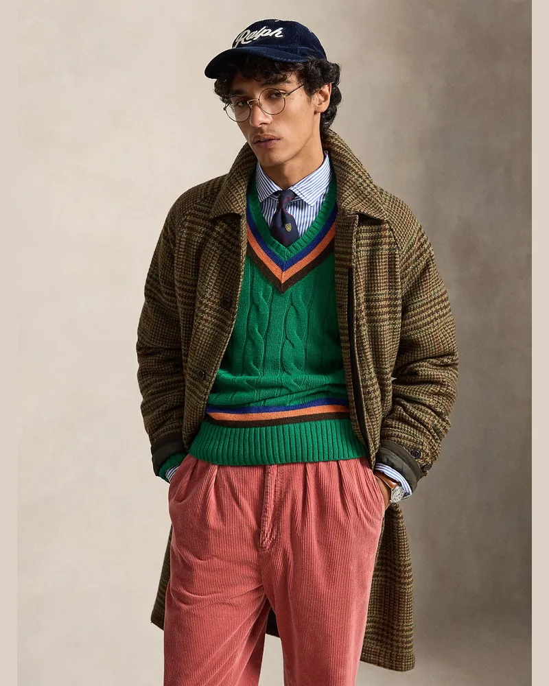 Ralph Lauren Wollmantel mit Pepita und Check-Muster in Braun