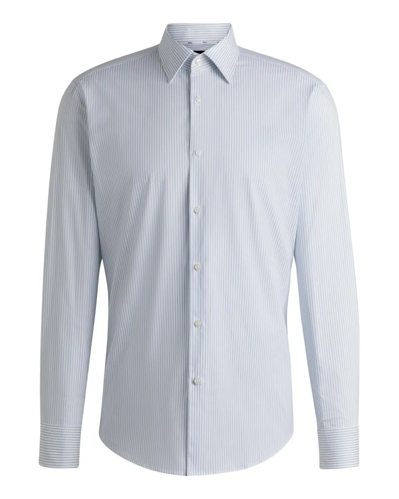 HUGO BOSS Gestreiftes Hemd mit Stretchanteil, Regular Fit in Hellblau