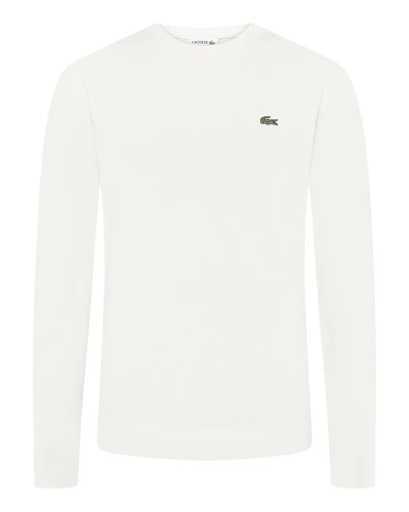 Lacoste Strick-Pullover mit Logo-Aufnäher, Regular Fit in Offwhite