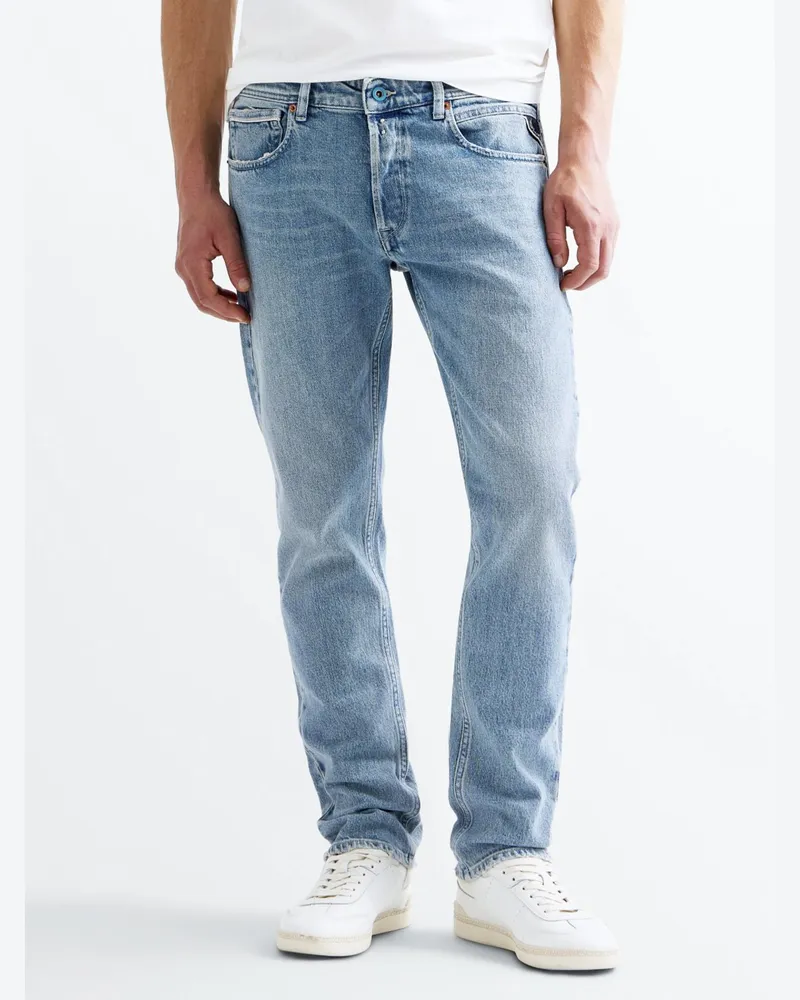 Replay Jeans Grover mit Stretch im Bleached-Look, Straight Fit in Blau
