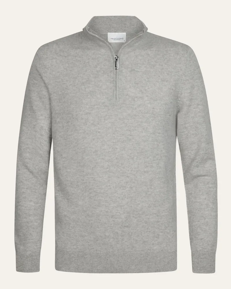 Profuomo Softer Glattstrick-Troyer aus Kaschmir in Grau