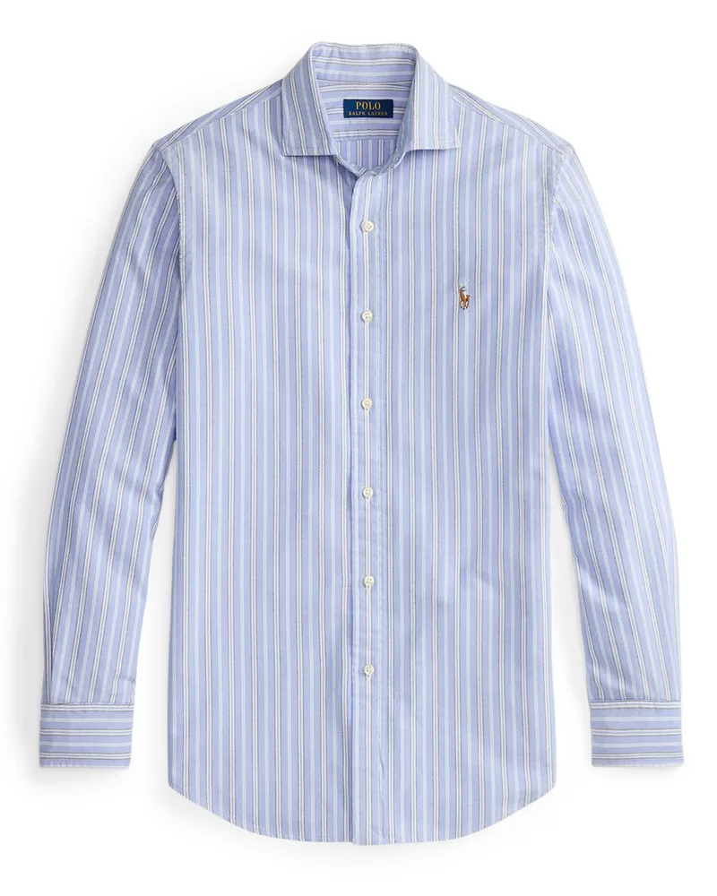Ralph Lauren Oxfordhemd mit Streifenmuster, Custom Fit in Hellblau