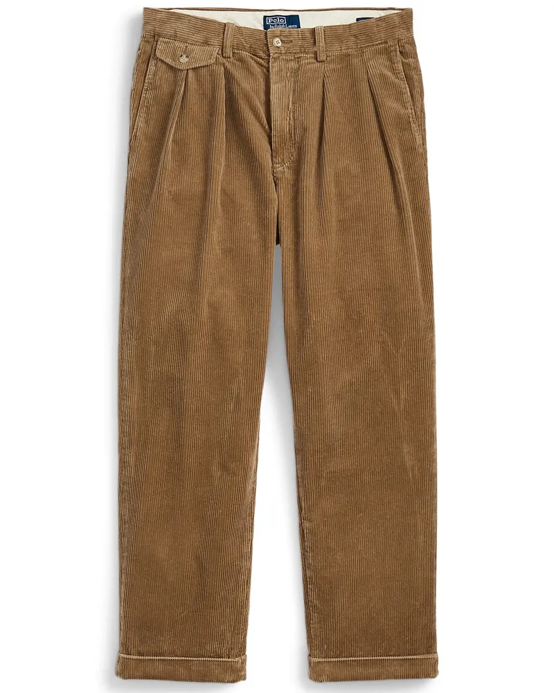 Ralph Lauren Cordhose Whitman mit doppelter Bundfalte, Relaxed Fit in Hellbraun