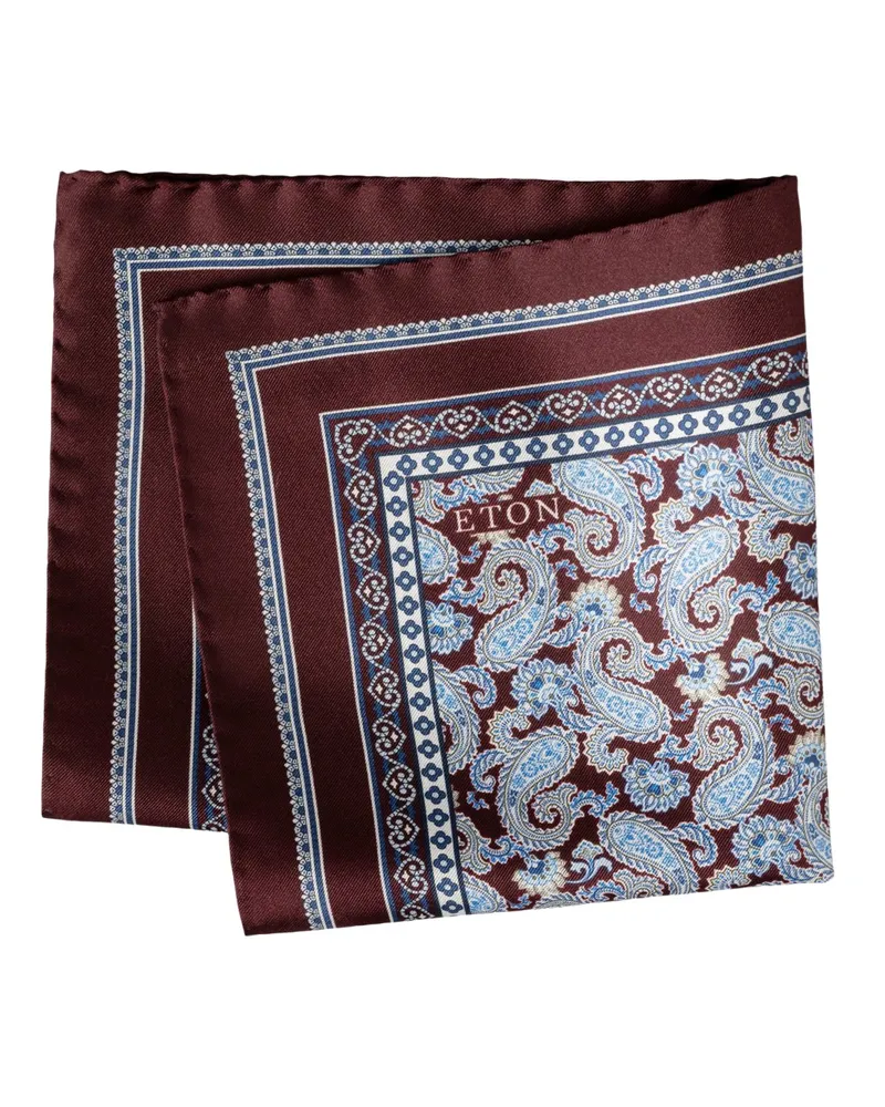 Eton Festliches Einstecktuch aus Seide mit Paisley-Muster in Bordeaux