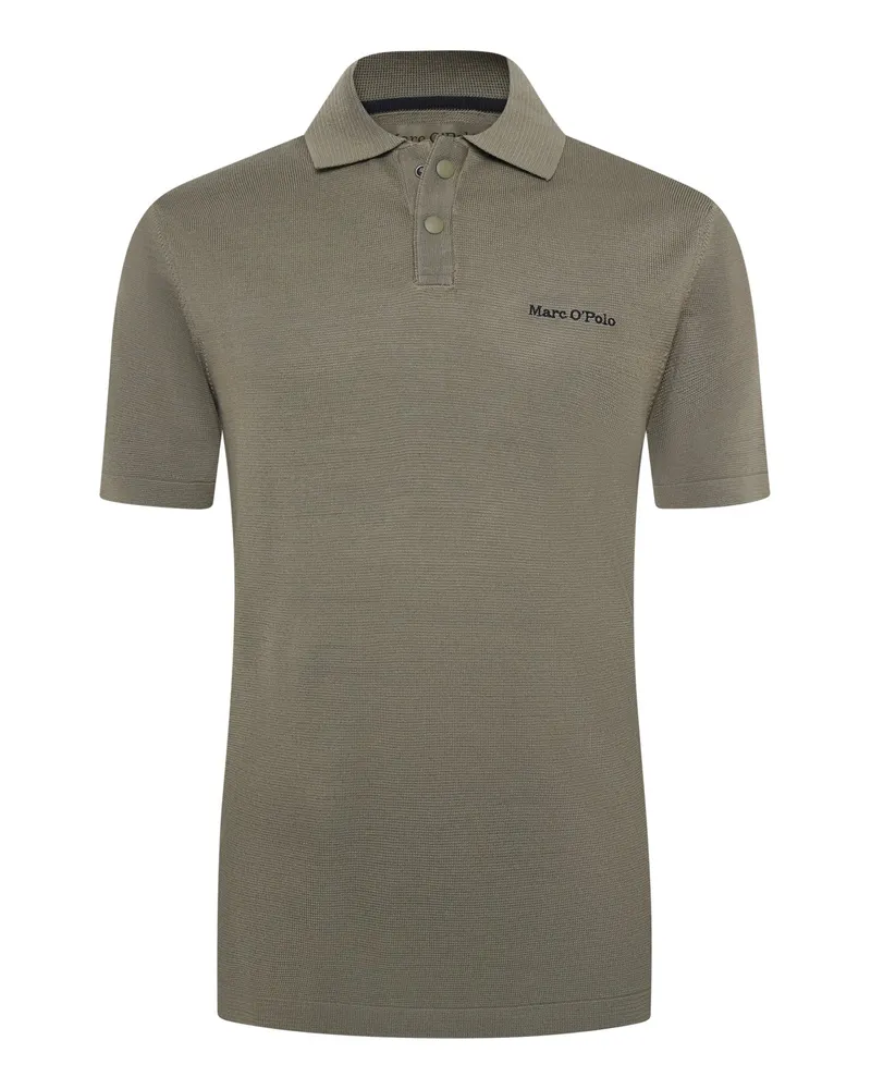 Marc O'Polo Unifarbenes Strick-Poloshirt aus Baumwolle in Khaki