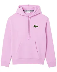 Lacoste Unifarbener Hoodie mit Krokodil-Aufnäher, Loose Fit Pink