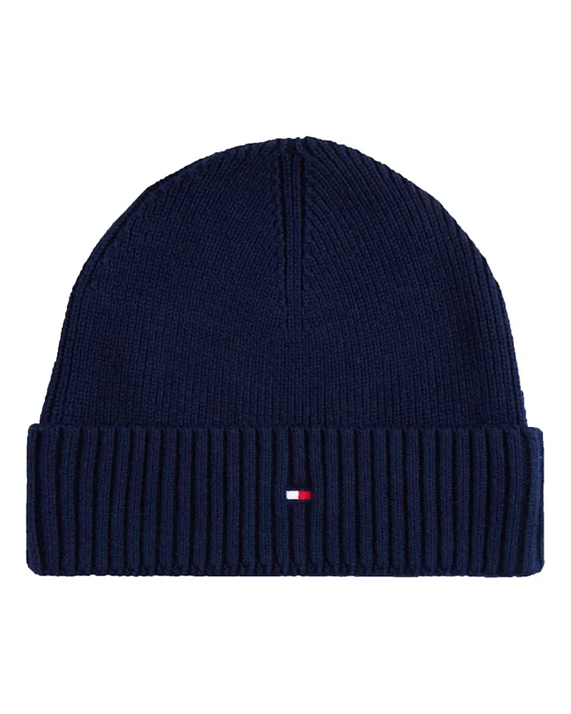 Tommy Hilfiger Strickmütze aus Pima-Baumwolle mit Kaschmiranteil in Blau