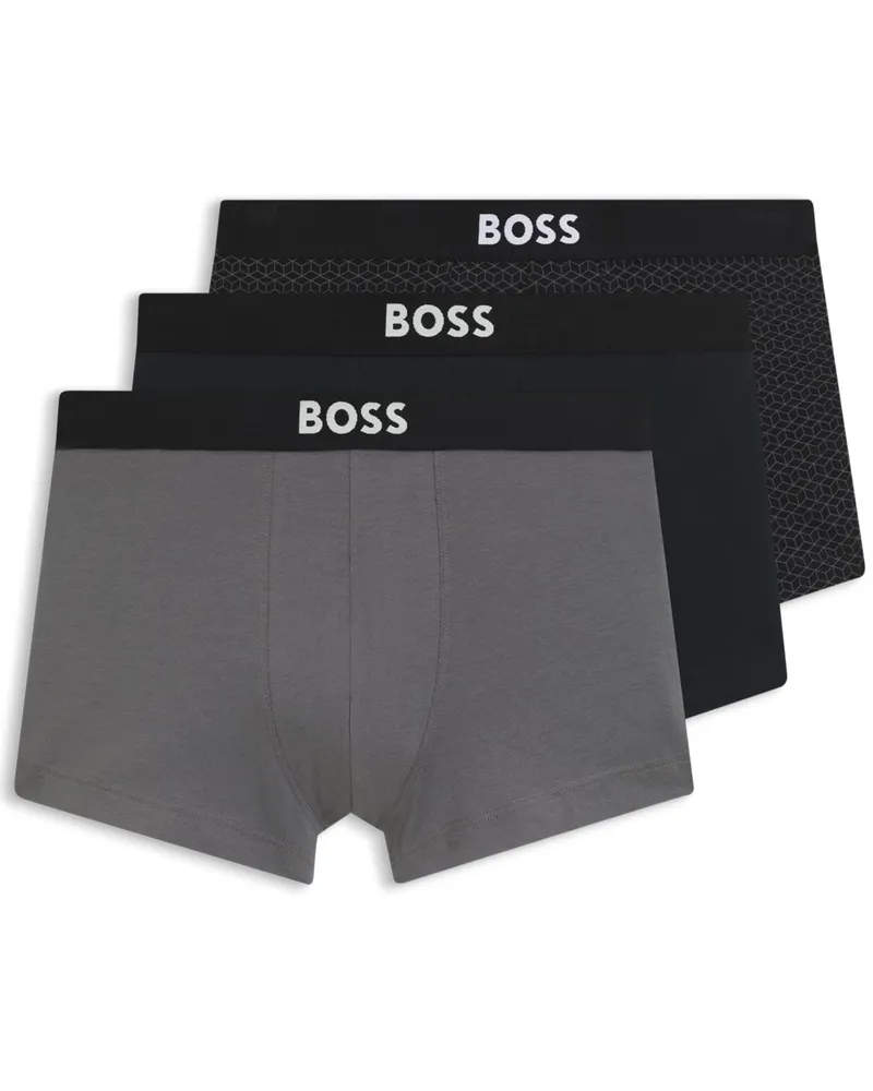 HUGO BOSS 3er-Pack Boxer-Trunks mit Print und Stretch in Anthrazit
