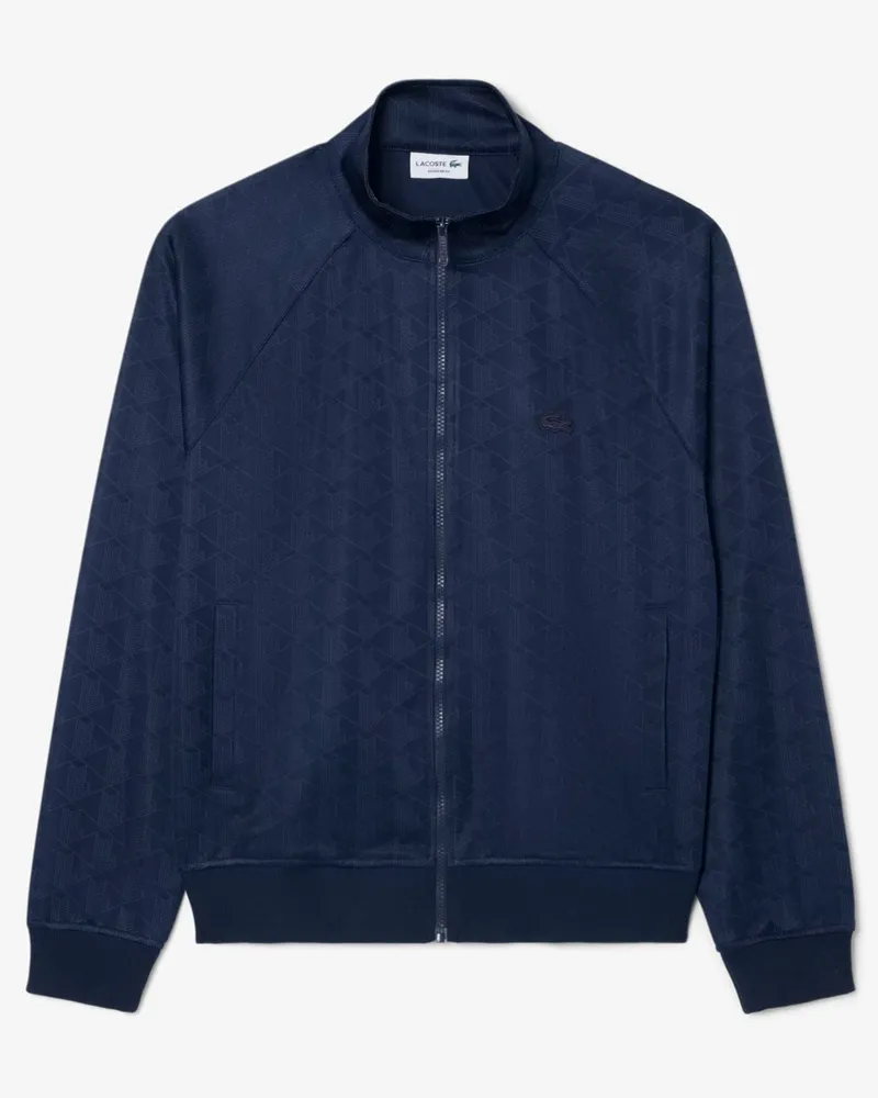 Lacoste Sweatjacke mit Print und Stretch, Regular Fit in Marine