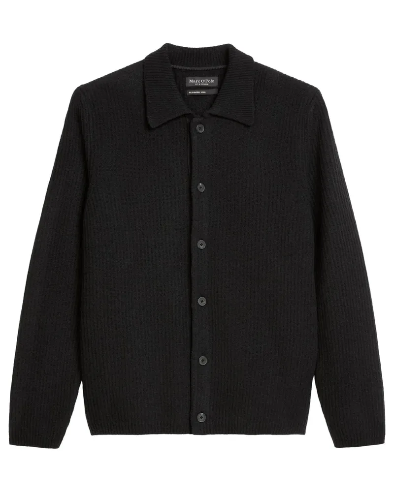 Marc O'Polo Strickjacke aus einem leicht elastischen Wollgemisch, Regular Fit in Schwarz