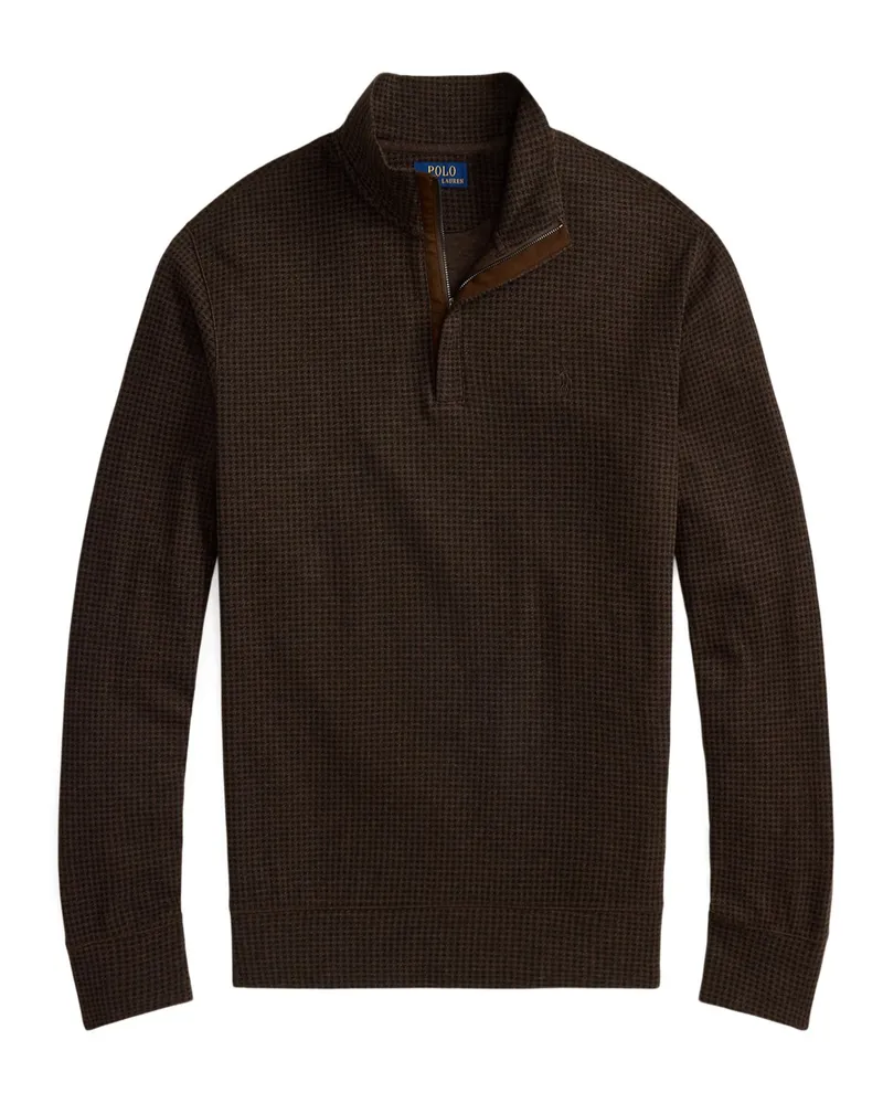 Ralph Lauren Troyer aus einem Wollgemisch mit Pepita-Muster in Braun