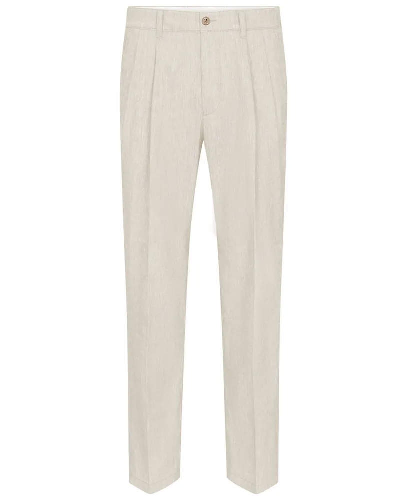 Drykorn Leinenhose Chasy mit Stretchanteil und Bundfalte in Natur