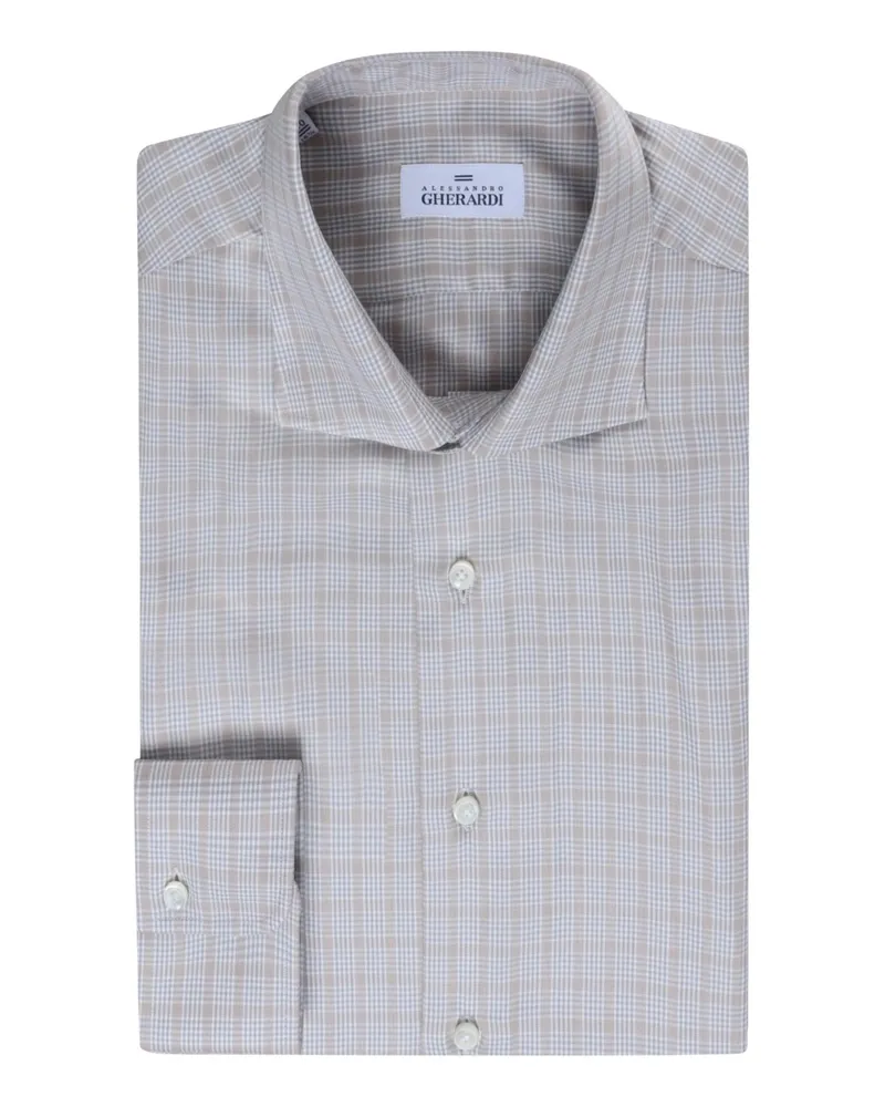 Alessandro Gherardi Hemd mit Karomuster und Tencel-Anteil, Regular Fit in Beige