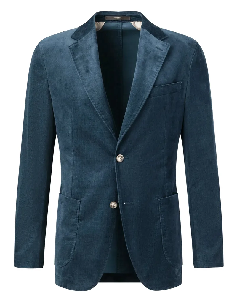 windsor. Anzugsakko aus softem Baumwoll-Feincord, Shaped Fit in Marine