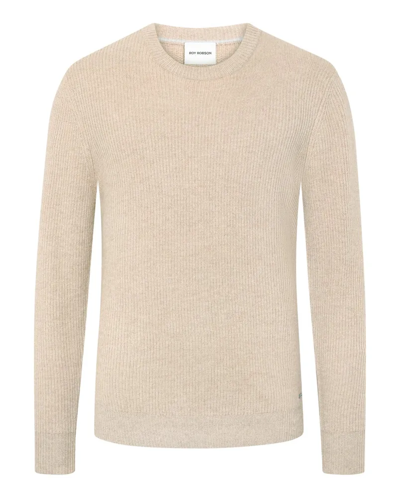 Roy Robson Rundhalspullover aus einem Woll-Mix in Glattstrick in Beige