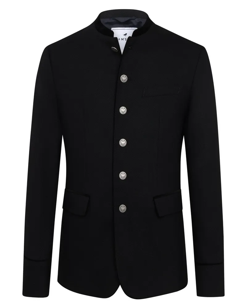 Amsel Janker Bogenhausen aus Wollbrokat mit Wappenknöpfen in Schwarz